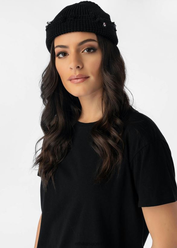 Lisätarvikkeet Ethika raakareunainen pipo - musta miehet Z448DV703