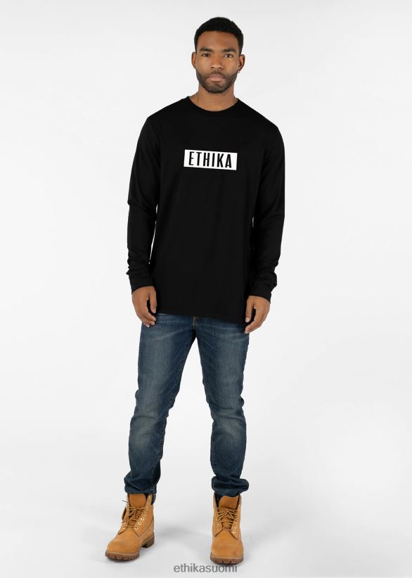 vaatetus Ethika pitkähihainen - graafinen t-paita imperial white - musta miehet Z448DV581