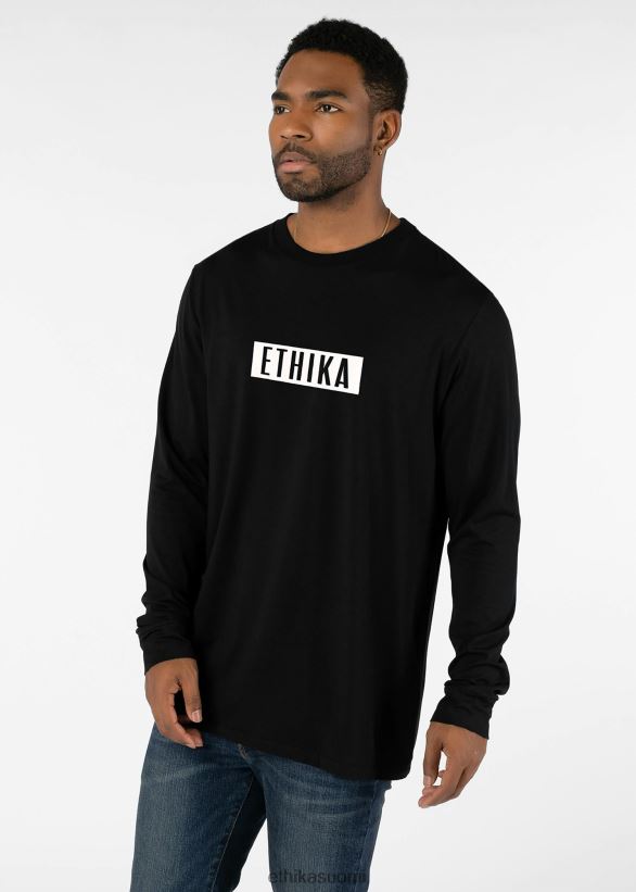 vaatetus Ethika pitkähihainen - graafinen t-paita imperial white - musta miehet Z448DV581