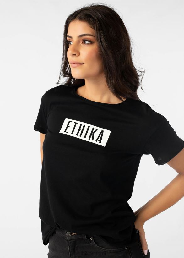 vaatetus Ethika distressed painettu t-paita distressed - imperial black naiset Z448DV1400