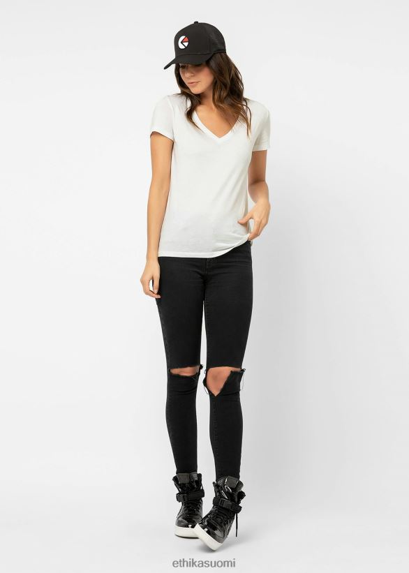 vaatetus Ethika v-aukkoinen t-paita luonnonvalkoinen naiset Z448DV1417