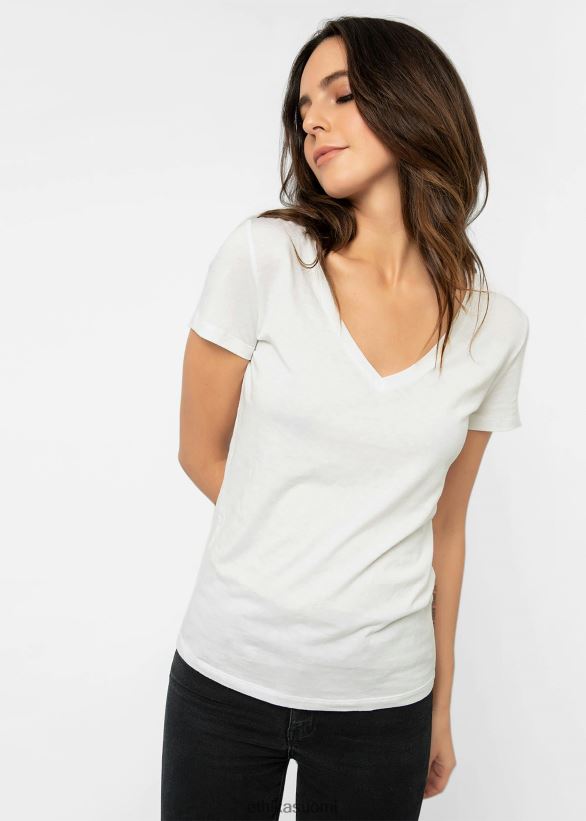 vaatetus Ethika v-aukkoinen t-paita luonnonvalkoinen naiset Z448DV1417