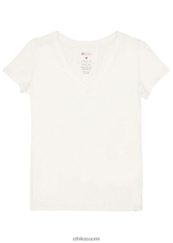 vaatetus Ethika v-aukkoinen t-paita luonnonvalkoinen naiset Z448DV1417