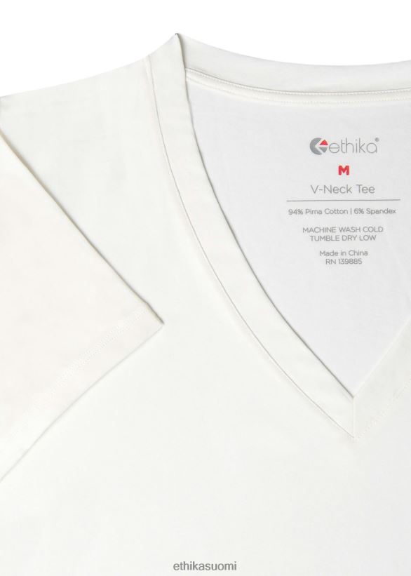 vaatetus Ethika v-aukkoinen t-paita luonnonvalkoinen naiset Z448DV1417