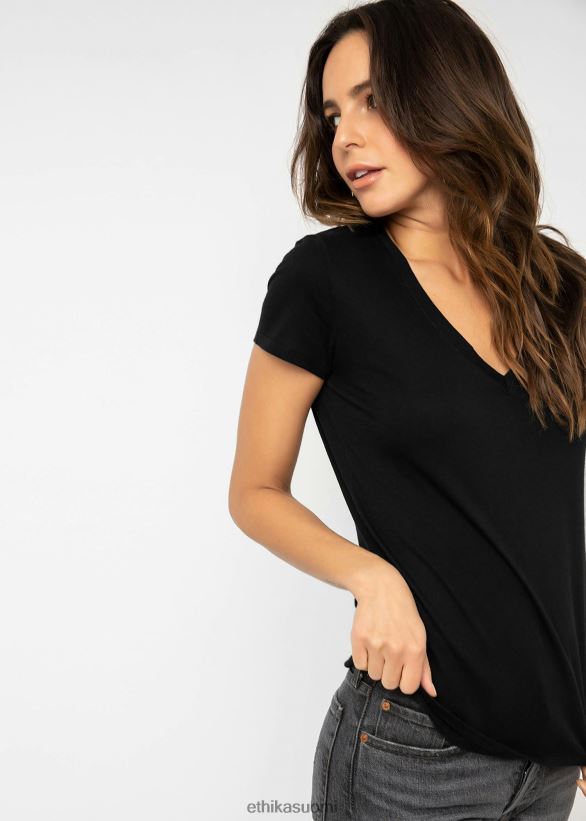 vaatetus Ethika v-aukkoinen t-paita musta naiset Z448DV1415