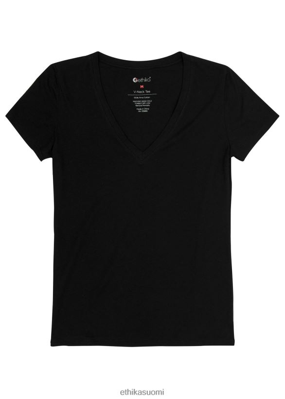 vaatetus Ethika v-aukkoinen t-paita musta naiset Z448DV1415