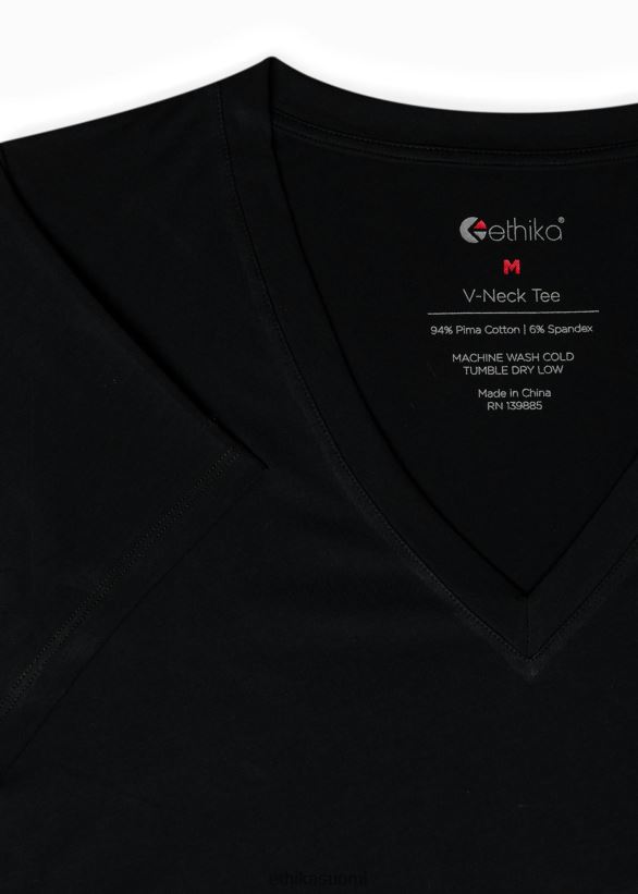 vaatetus Ethika v-aukkoinen t-paita musta naiset Z448DV1415